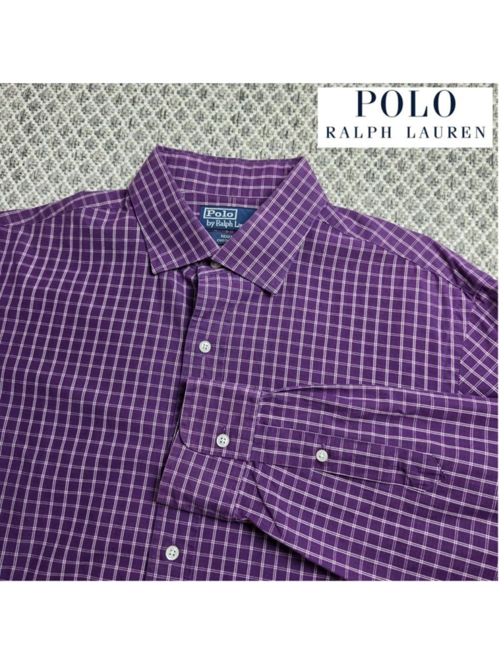 Polo Ralph Lauren Regent Custom Fit Purple Check Dress Shirt Mens 17 XL